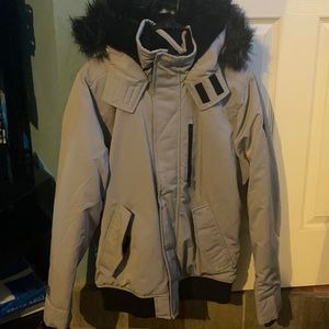 Light gray mens Hollister faux fur jacket